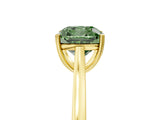 Yellow gold Fancy Green Cushion  Solitaire Heart Prong Engagement Ring with Tapered Band_60