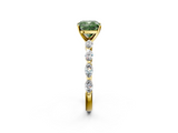 Yellow gold Fancy Green Cushion  Solitaire Marquise Side Stone Prong Setting Ring_47