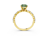 Yellow gold Fancy Green Cushion  Solitaire Marquise Side Stone Prong Setting Ring_48