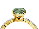 Yellow gold Fancy Green Cushion  Solitaire Marquise Side Stone Prong Setting Ring_49