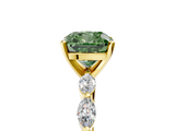 Yellow gold Fancy Green Cushion  Solitaire Marquise Side Stone Prong Setting Ring_50