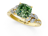 Yellow gold Fancy Green Cushion  Solitaire Marquise Twist Band with Six-Prong Setting_85