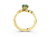 Yellow gold Fancy Green Cushion  Solitaire Marquise Twist Band with Six-Prong Setting_87