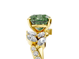 Yellow gold Fancy Green Cushion  Solitaire Marquise Twist Band with Six-Prong Setting_89