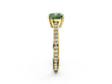 Yellow gold Fancy Green Cushion  Solitaire Pavé Band Prong Setting Ring_22