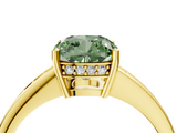 Yellow gold Fancy Green Cushion  Solitaire Pavé Band Prong Setting Ring_24