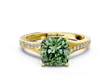 Yellow gold Fancy Green Cushion  Solitaire Pavé Band with Four-Prong Setting_28