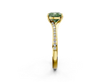 Yellow gold Fancy Green Cushion  Solitaire Pavé Band with Four-Prong Setting_30