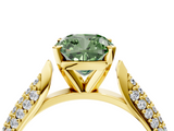Yellow gold Fancy Green Cushion  Solitaire Pavé Diamond Engagement Ring with Four-Prong Setting_167