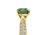 Yellow gold Fancy Green Cushion  Solitaire Pavé Diamond Engagement Ring with Four-Prong Setting_168