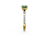 Yellow gold Fancy Green Cushion  Solitaire Pavé Diamond Engagement Ring with Four-Prong Setting_58