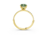 Yellow gold Fancy Green Cushion  Solitaire Pavé Diamond Engagement Ring with Four-Prong Setting_59
