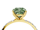 Yellow gold Fancy Green Cushion  Solitaire Pavé Diamond Engagement Ring with Four-Prong Setting_60