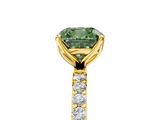 Yellow gold Fancy Green Cushion  Solitaire Pavé Diamond Engagement Ring with Four-Prong Setting_61
