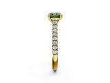 Yellow gold Fancy Green Cushion  Solitaire Pave Diamond Engagement Ring with Prong Setting_21