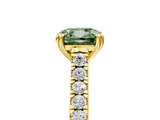 Yellow gold Fancy Green Cushion  Solitaire Pave Diamond Engagement Ring with Prong Setting_24
