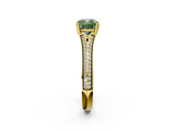 Yellow gold Fancy Green Cushion  Solitaire Pave Split Shank Engagement Ring with Six-Prong Setting_39