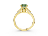 Yellow gold Fancy Green Cushion  Solitaire Pave Split Shank Engagement Ring with Six-Prong Setting_40