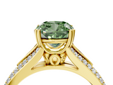 Yellow gold Fancy Green Cushion  Solitaire Pave Split Shank Engagement Ring with Six-Prong Setting_41