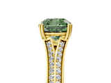 Yellow gold Fancy Green Cushion  Solitaire Pave Split Shank Engagement Ring with Six-Prong Setting_42