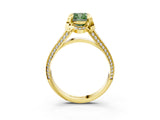 Yellow gold Fancy Green Cushion  Solitaire Pave Split Shank Ring with Four-Prong Setting_84