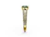 Yellow gold Fancy Green Cushion  Solitaire Split Shank Pavé Diamond Engagement Ring_374