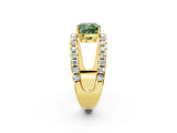 Yellow gold Fancy Green Cushion  Solitaire Split Shank Pave Diamond Ring_50