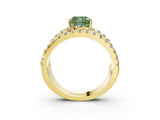 Yellow gold Fancy Green Cushion  Solitaire Split Shank Pave Diamond Ring_51