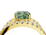 Yellow gold Fancy Green Cushion  Solitaire Split Shank Pave Diamond Ring_52