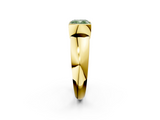 Yellow gold Fancy Green Cushion  Solitaire Tension Set Diamond Ring with Wide Band_22
