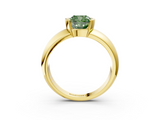 Yellow gold Fancy Green Cushion  Solitaire Tension Set Diamond Ring with Wide Band_23