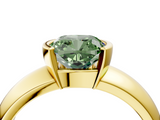 Yellow gold Fancy Green Cushion  Solitaire Tension Set Diamond Ring with Wide Band_24