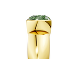 Yellow gold Fancy Green Cushion  Solitaire Tension Set Diamond Ring with Wide Band_25