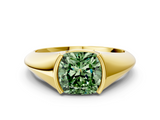 Yellow gold Fancy Green Cushion  Solitaire Tension Set Diamond Ring_20