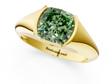 Yellow gold Fancy Green Cushion  Solitaire Tension Set Diamond Ring_21