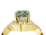 Yellow gold Fancy Green Cushion  Solitaire Twist Band Pavé Diamond Engagement Ring_36