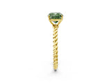 Yellow gold Fancy Green Cushion  Solitaire Twist Band Ring with Four-Prong Setting_82