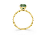 Yellow gold Fancy Green Cushion  Solitaire Twist Band Ring with Four-Prong Setting_83