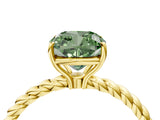 Yellow gold Fancy Green Cushion  Solitaire Twist Band Ring with Four-Prong Setting_84