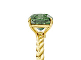 Yellow gold Fancy Green Cushion  Solitaire Twist Band Ring with Four-Prong Setting_85