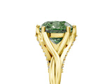 Yellow gold Fancy Green Cushion  Solitaire Twist Band Six-Prong Setting 1