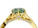 Yellow gold Fancy Green Cushion  Solitaire Twist Band Six-Prong Setting