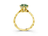 Yellow gold Fancy Green Cushion  Solitaire Twist Band with Leaf Prong Setting 3