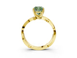 Yellow gold Fancy Green Cushion  Solitaire Twist Band with Pavé Accents and Four-Prong Setting_23