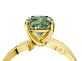 Yellow gold Fancy Green Cushion  Solitaire Twist Band with Pavé Accents and Four-Prong Setting_24