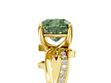 Yellow gold Fancy Green Cushion  Solitaire Twist Band with Pavé Accents and Four-Prong Setting_25