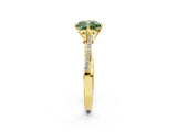 Yellow gold Fancy Green Cushion  Solitaire Twist Band with Pavé Diamonds and Four-Prong Setting_72