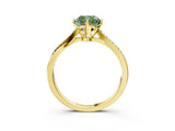 Yellow gold Fancy Green Cushion  Solitaire Twist Band with Pavé Diamonds and Four-Prong Setting_73