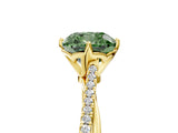 Yellow gold Fancy Green Cushion  Solitaire Twist Band with Pavé Diamonds and Four-Prong Setting_75
