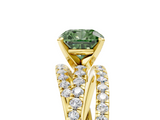 Yellow gold Fancy Green Cushion  Solitaire Twist Band with Pavé Setting and Four-Prong Setting_85